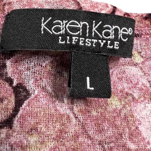 Y2k Mesh Sheer Baby Tee T-Shirt Floral V-Neck Large Karen Kane - Picture 6 of 7